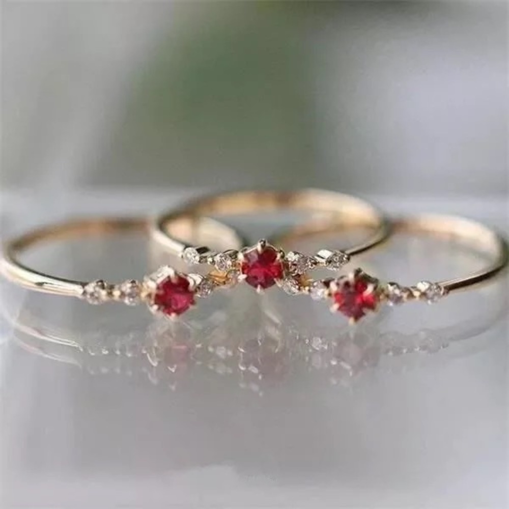New Women’s Yellow Gold Plated Ruby Ring - Picture 4 of 5